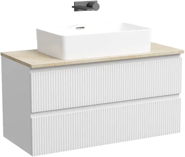 Тумба под раковину со столешницей Sancos Snob T 100 bianco, столешница бежевая Sancos — Оригинал