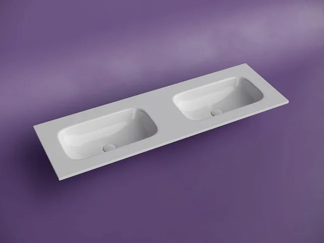 Мебельная раковина Ceramicanova Grace прямоугольная 141см с двумя чашами без отверстий под смеситель CN7022wx Sancos — Оригинал