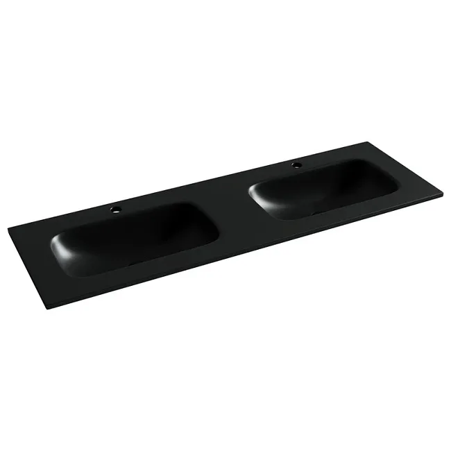 Мебельная раковина Ceramicanova Grace прямоугольная 141см с двумя чашами и отверстиями под смеситель CN7022MB Sancos — Оригинал