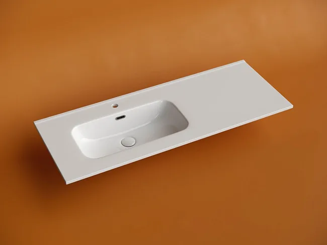 Раковина накладная мебельная Ceramicanova Element прямоугольная 121 см с чашей слева с отверстием под смеситель цвет белый CN7006L Sancos — Оригинал