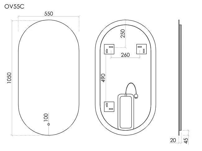 Зеркало Sancos Oval OV55C 55 см Sancos — Оригинал