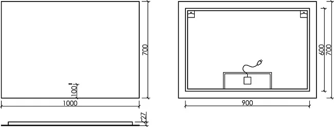 Зеркало Sancos Square SQ1000 100 см Sancos — Оригинал