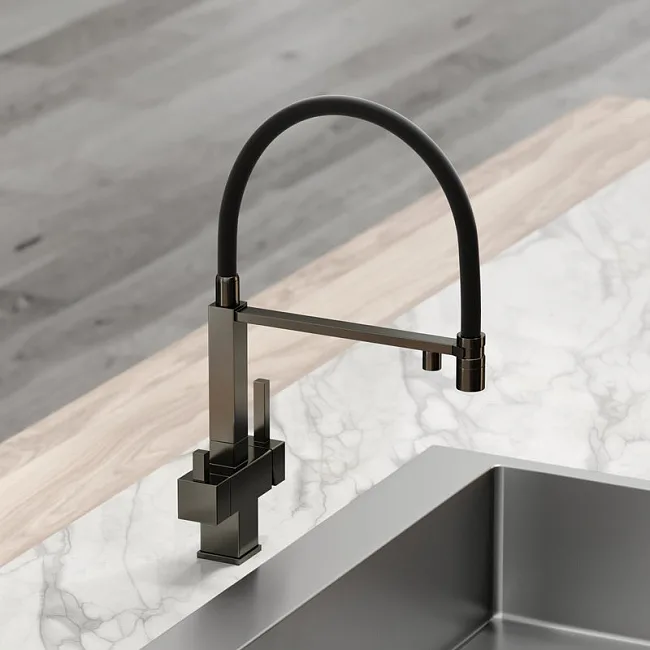 Смеситель для кухни Sancos Moro SC4006GG с гибким изливом, вороненая сталь Sancos — Оригинал