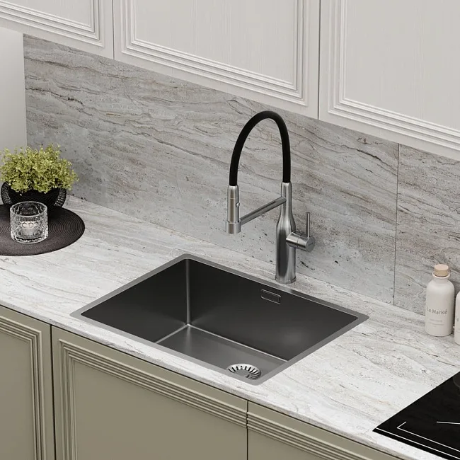 Смеситель для кухни Sancos Pride SC4011BNG с гибким изливом, нержавеющая сталь Sancos — Оригинал