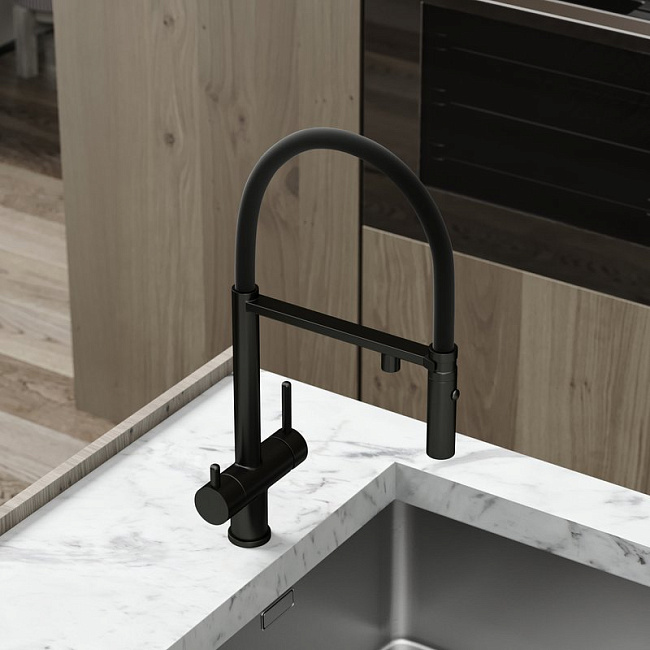 Смеситель для кухни Sancos Imola SC4010MB с гибким изливом, черный матовый Sancos — Оригинал