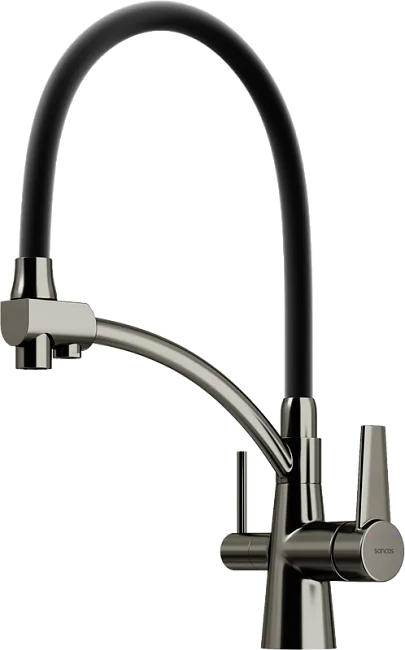 Смеситель для кухни Sancos Eri SC4001GG с гибким изливом, вороненая сталь Sancos — Оригинал