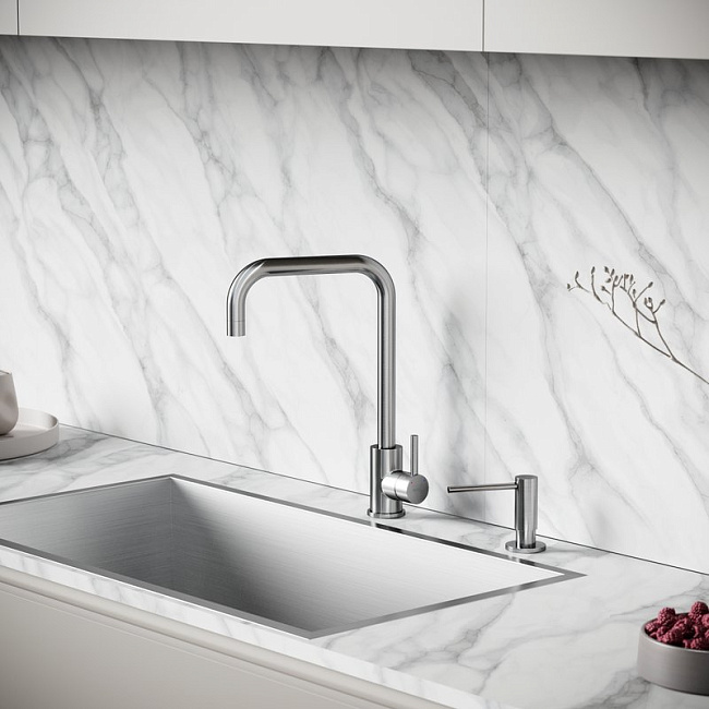 Смеситель для кухни Sancos Stainless, с поворотным Г изливом, нержавеющая сталь, SC12002SS Sancos — Оригинал
