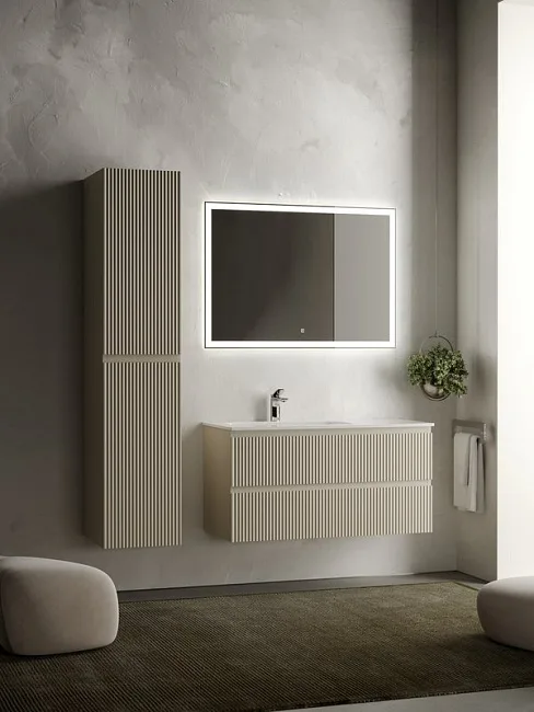 Шкаф-пенал для ванной Sancos Snob R 35 см, универсальный, Beige soft (капучино) Sancos — Оригинал