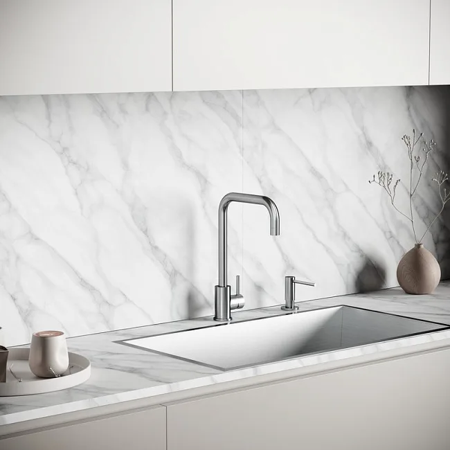 Смеситель для кухни Sancos Stainless, с поворотным Г изливом, нержавеющая сталь, SC12002SS Sancos — Оригинал