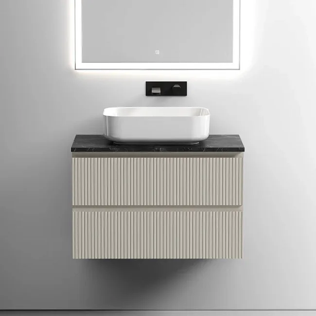 Тумба под раковину со столешницей Sancos Snob T 80 beige soft, столешница черный мрамор Sancos — Оригинал