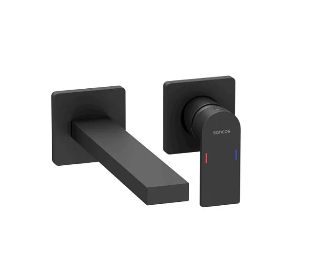Смеситель для раковины Sancos Studio, черный матовый, PVD покрытие, SC9039MB Sancos — Оригинал