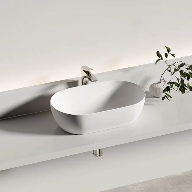 Раковина накладная Ceramicanova Twist овальная 55 см цвет белый матовый CN12001MW Sancos — Оригинал