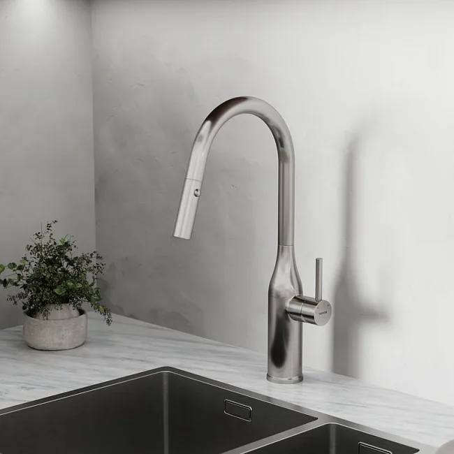 Смеситель для кухни Sancos Grand SC4002BNG с вытяжным изливом, нержавеющая сталь Sancos — Оригинал
