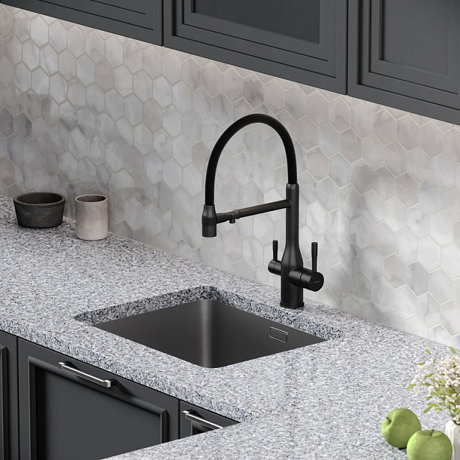 Смеситель для кухни Sancos Garda SC4009MB с гибким изливом, матовый черный Sancos — Оригинал