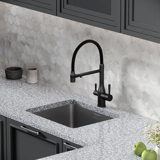 Смеситель для кухни Sancos Garda SC4009MB с гибким изливом, матовый черный Sancos — Оригинал