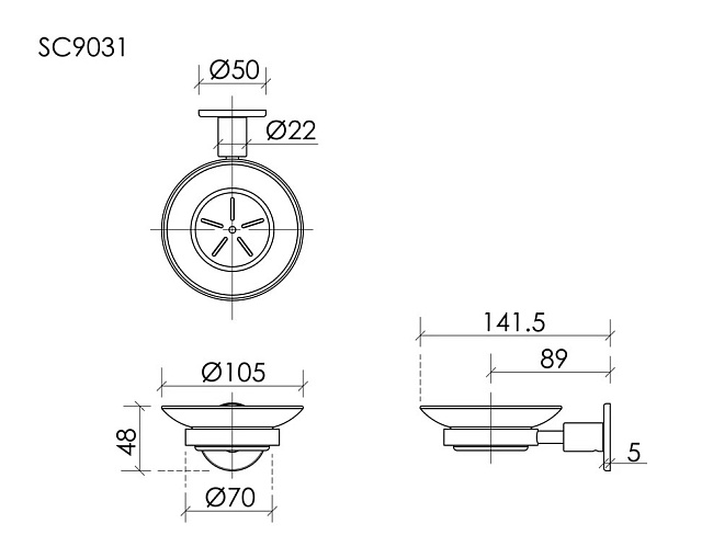 Мыльница Sancos Base SC9031GG вороненая сталь Sancos — Оригинал