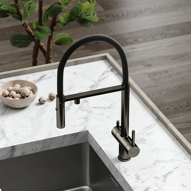 Смеситель для кухни Sancos Imola SC4010GG с гибким изливом, вороненая сталь Sancos — Оригинал