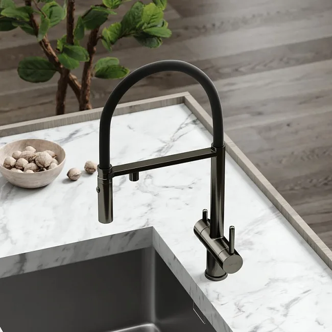 Смеситель для кухни Sancos Imola SC4010GG с гибким изливом, вороненая сталь Sancos — Оригинал