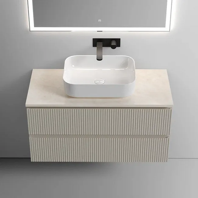 Тумба под раковину со столешницей Sancos Snob T 100 beige soft, столешница бежевая Sancos — Оригинал