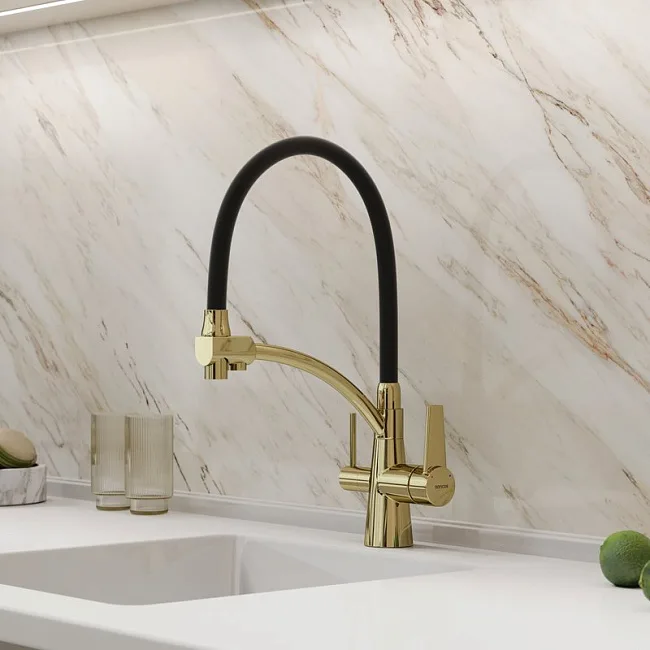 Смеситель для кухни Sancos Eri SC4001ZG с гибким изливом, полированное золото Sancos — Оригинал