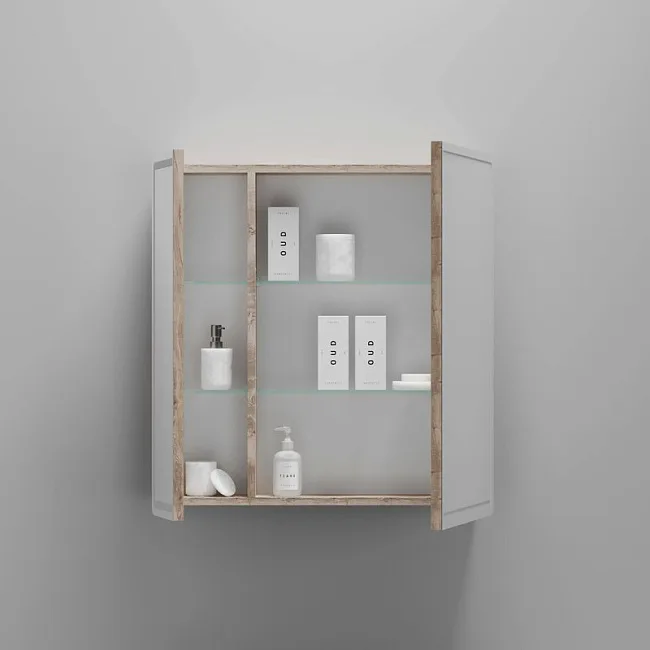 Зеркало-шкаф Sancos Mirror 70 с подсветкой, дуб галифакс натуральный Sancos — Оригинал