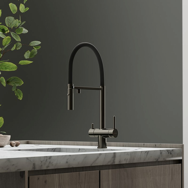 Смеситель для кухни Sancos Imola SC4010GG с гибким изливом, вороненая сталь Sancos — Оригинал