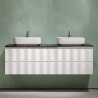 Тумба с раковиной Sancos Snob R 160 bianco, столешница черный мрамор TT160A1X, раковина CN5043
