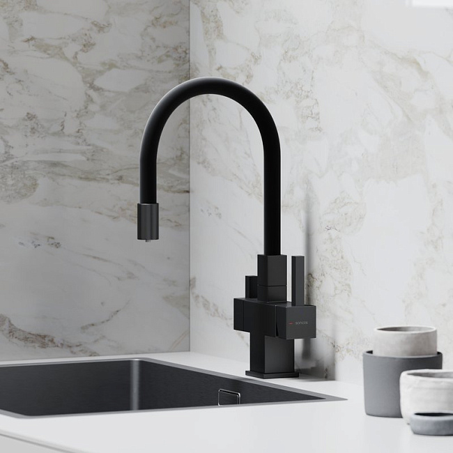 Смеситель для кухни Sancos Arno SC4005MB с гибким изливом, матовый черный Sancos — Оригинал