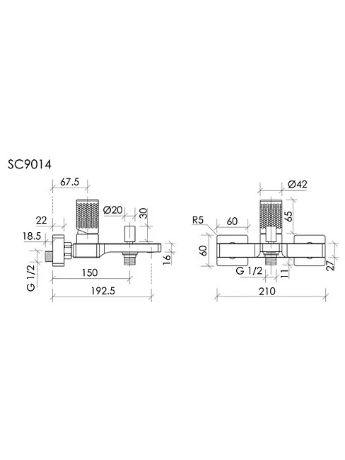 Смеситель для ванны и душа Sancos Nexus SC9014BN, брашированный никель Sancos — Оригинал