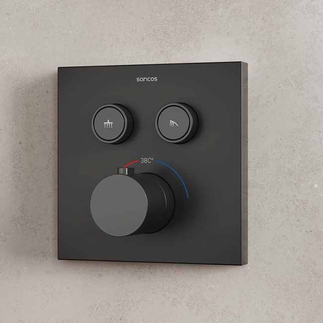 Душевой комплект Sancos Linn SC9022MB С ВНУТРЕННЕЙ ЧАСТЬЮ, черный матовый Sancos — Оригинал