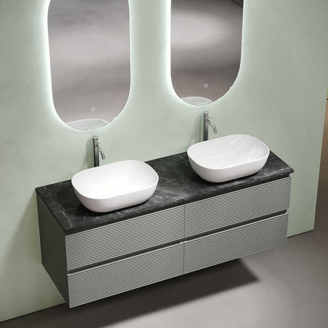 Столешница в ванную под раковину, из керамогранита Sancos Black Sky 140х46 c отверстием под смеситель TT140A1X Sancos — Оригинал
