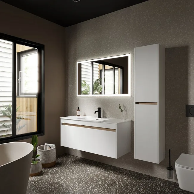 Тумба с раковиной Sancos Smart 120 см белый глянец Sancos — Оригинал