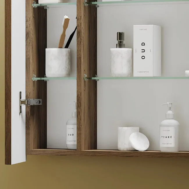 Зеркало-шкаф Sancos Mirror 80 с подсветкой, дуб чарльстон Sancos — Оригинал