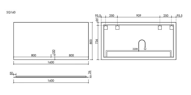 Зеркало Sancos Square 2.0 SQ2.1600 160 см Sancos — Оригинал