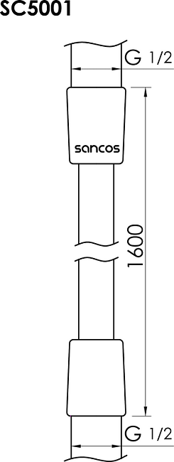 Душевой шланг Sancos SC5001MB, 160 см, черный матовый Sancos — Оригинал