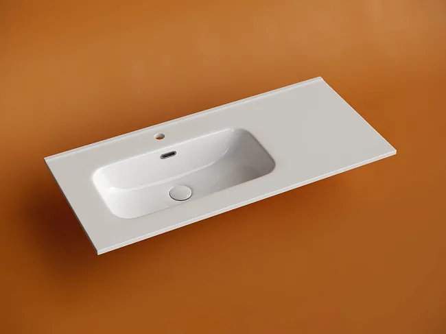 Мебельная раковина Ceramicanova Element прямоугольная 101 см с чашей слева с отверстием по Sancos — Оригинал