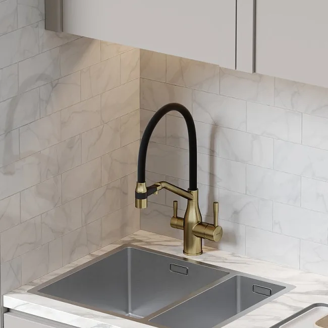 Смеситель для кухни Sancos Orta SC4008BG с гибким изливом, брашированное золото Sancos — Оригинал