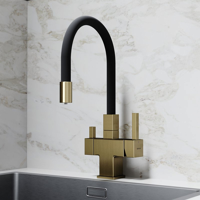 Смеситель для кухни Sancos Arno SC4005BG с гибким изливом, брашированное золото Sancos — Оригинал