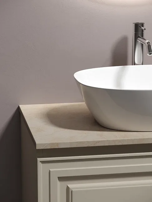 Тумба с раковиной Sancos Very 80 см, beige soft, столешница бежевая, раковина CN5005 Sancos — Оригинал