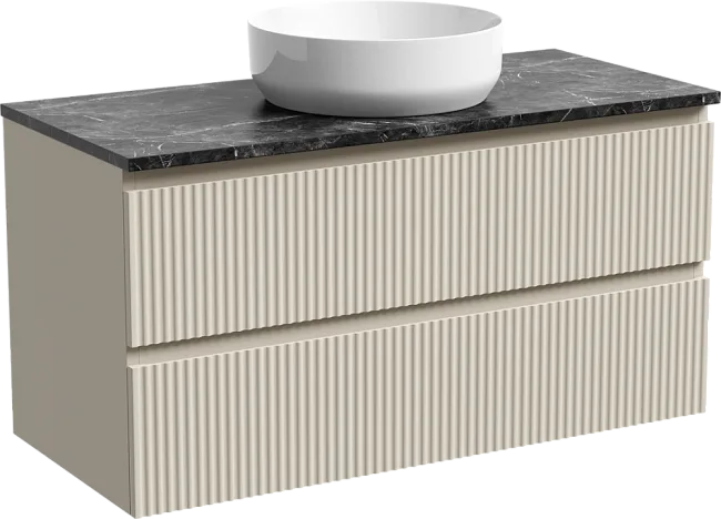 Тумба под раковину со столешницей Sancos Snob R 100 beige soft, столешница черный мрамор Sancos — Оригинал
