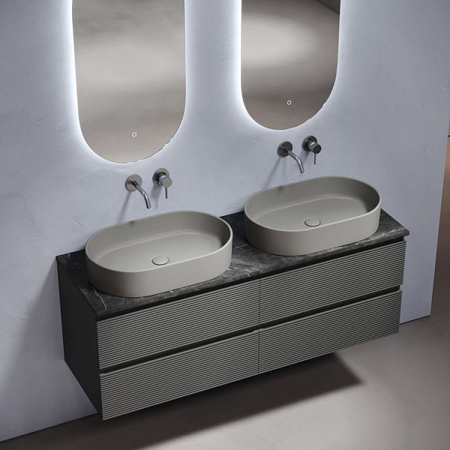 Столешница в ванную под раковину, из керамогранита Sancos Black Sky 140х46 c отверстием под смеситель TT140A1X Sancos — Оригинал