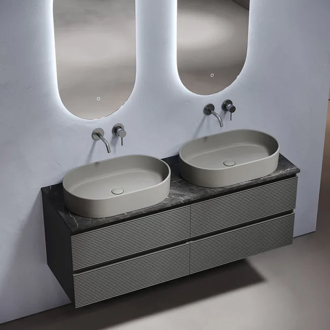 Столешница в ванную под раковину, из керамогранита Sancos Black Sky 140х46 c отверстием под смеситель TT140A1X Sancos — Оригинал