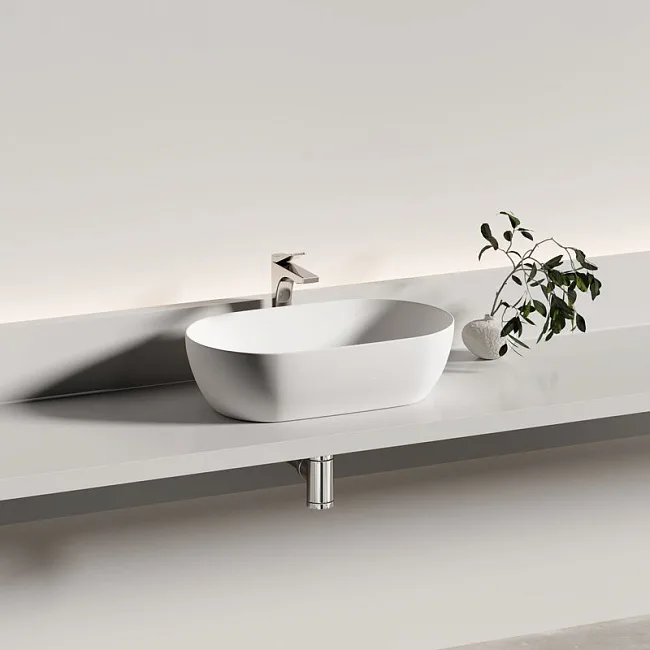 Раковина накладная Ceramicanova Twist овальная 55 см цвет белый матовый CN12001MW Sancos — Оригинал