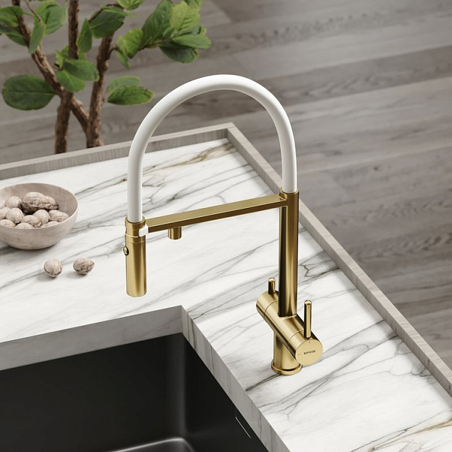 Смеситель для кухни Sancos Imola SC4010BG с гибким изливом, брашированное золото Sancos — Оригинал