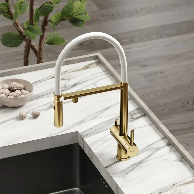 Смеситель для кухни Sancos Imola SC4010BG с гибким изливом, брашированное золото Sancos — Оригинал