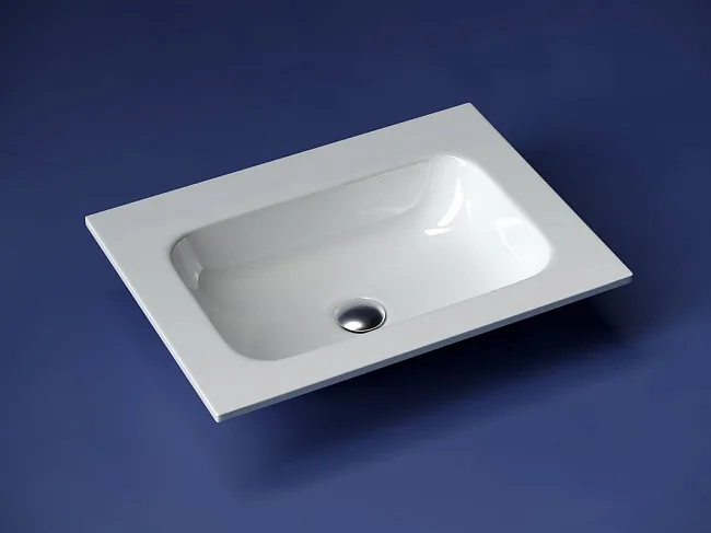 Накладная раковина Ceramicanova Grace прямоугольная без отверстия под смеситель 61 см CN7011wx Sancos — Оригинал