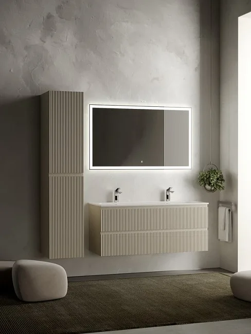 Шкаф-пенал для ванной Sancos Snob R 35 см, универсальный, Beige soft (капучино) Sancos — Оригинал
