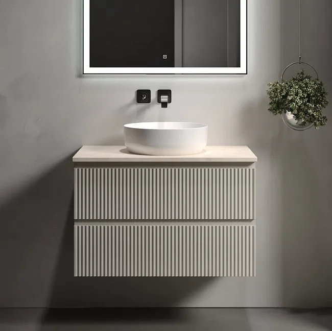 Тумба под раковину со столешницей Sancos Snob R 80 beige soft, столешница бежевая Sancos — Оригинал
