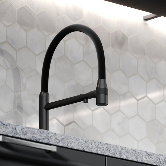 Смеситель для кухни Sancos Garda SC4009MB с гибким изливом, матовый черный Sancos — Оригинал