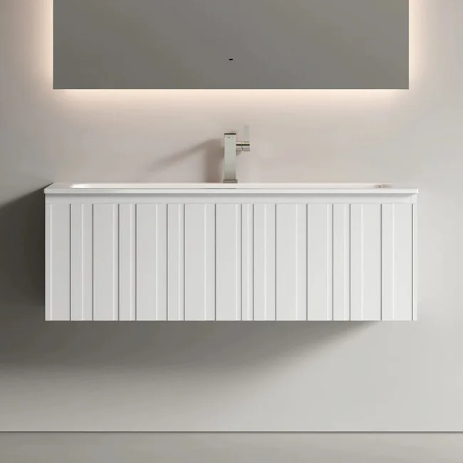 Тумба подвесная SANCOS Ламель 120 c одним ящиком, белый матовый LM120W Sancos — Оригинал